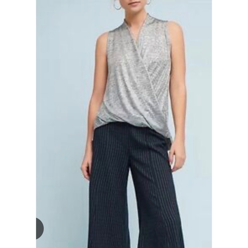 Akemi + Kin Anthropologie Metallic Gold Draped Wrap Top Sleeveless Small
